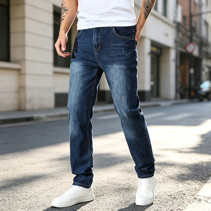 Herren Elegante Slim-Fit Jeans mit modischem Used-Look Drune