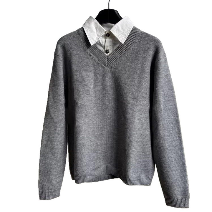 Herren Klassischer V-Ausschnitt Pullover Drune