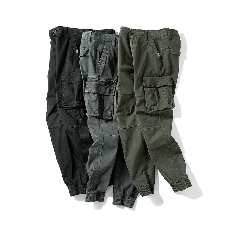 Herren Tapered‑Cargohose im Joggerstil mit Knieabnähern, Mehrfachtaschen und elastischen Knöchelbündchen Drune