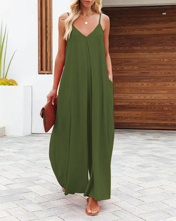 Damen Maxikleid mit schmalen Spagettiträgern und luftiger A-Linien-Silhouette Drune