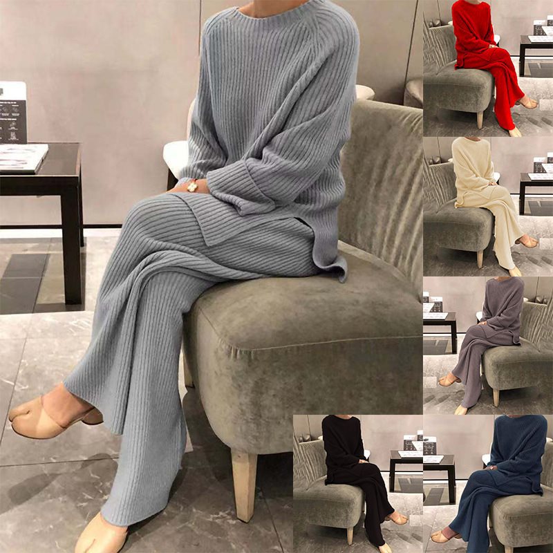 Damen Strickanzug mit weitem Schnitt und stilvollem Rippenmuster Drune