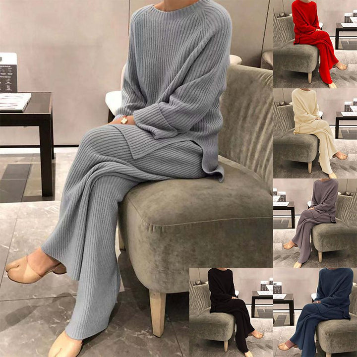 Damen Strickanzug mit weitem Schnitt und stilvollem Rippenmuster Drune