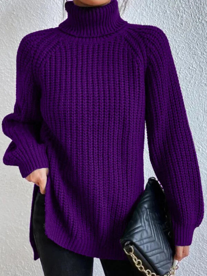 Damen Grobstrickpullover mit hohem Kragen und strukturiertem Muster Drune