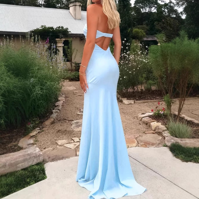 Damen Elegantes Langarm-Maxikleid mit schulterfreiem Design und fließendem Stoff Drune