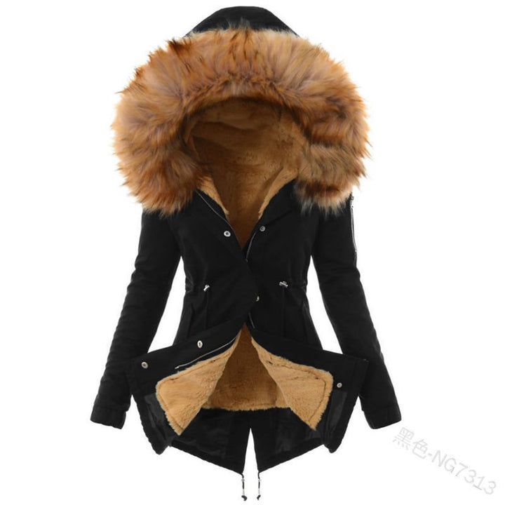 Damen Taillierter Winterparka mit kuscheligem Teddyfutter und großer Kapuze Drune
