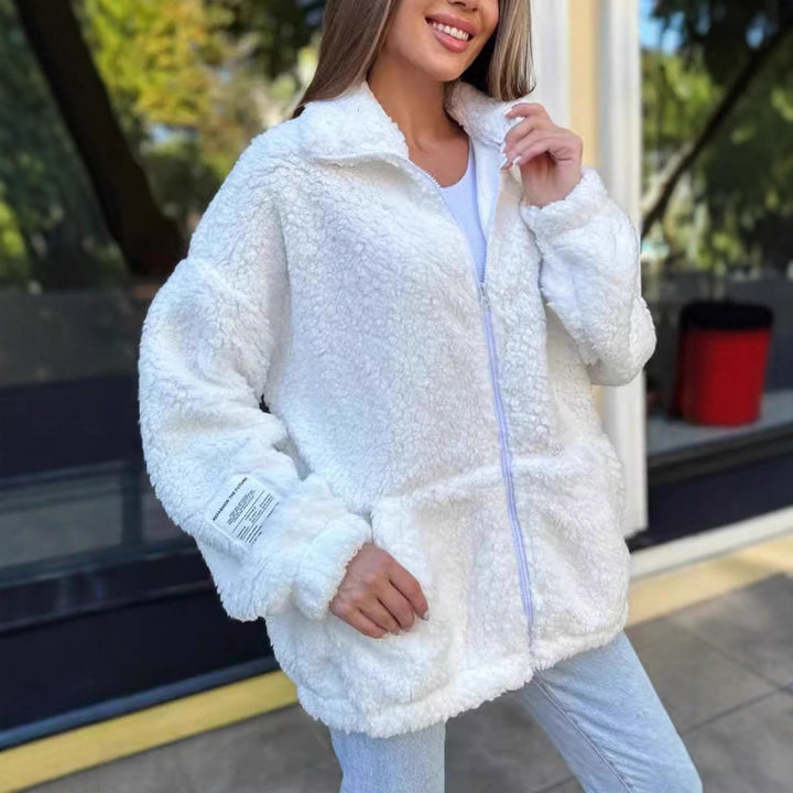 Damen Kuschelige Fleecejacke mit hohem Kragen und praktischen Taschen Drune