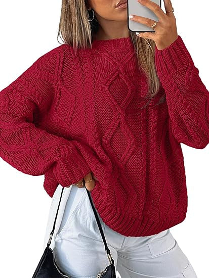 Damen Oversize-Zopfmuster-Pullover aus grobem Strick Drune