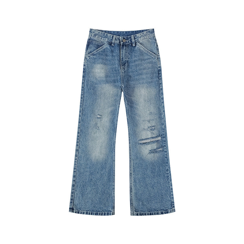 Damen Weite Distressed Denim-Jeans im Palazzo-Schnitt Drune