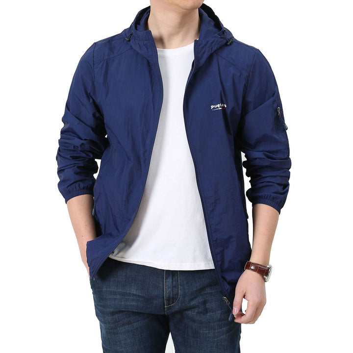 Herren Leichte Windbreaker-Jacke mit verstellbarer Kapuze Drune 1787797828