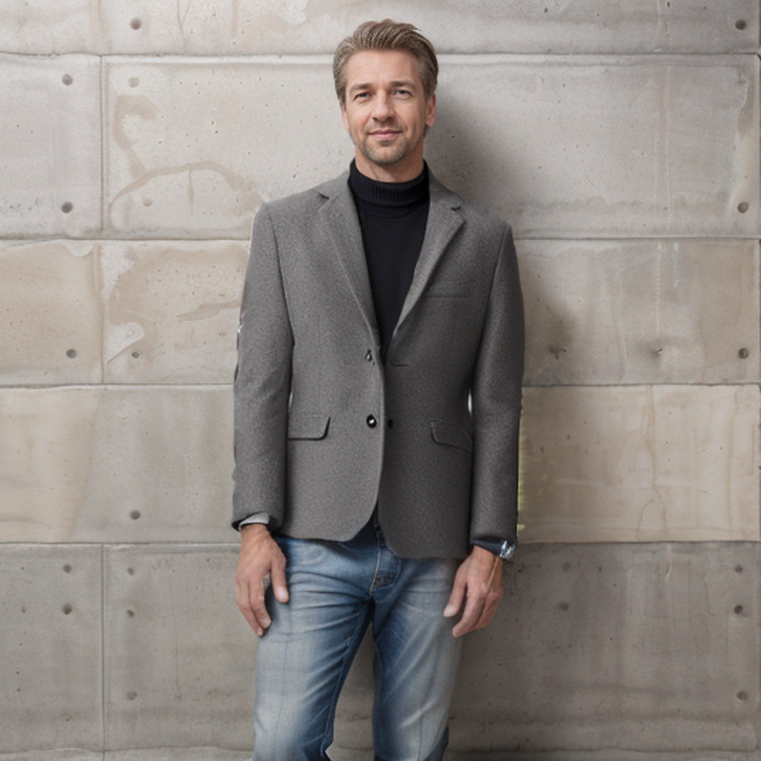 Herren eleganter Wollblazer im klassischen Schnitt mit feiner Textur Drune