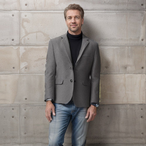 Herren eleganter Wollblazer im klassischen Schnitt mit feiner Textur Drune