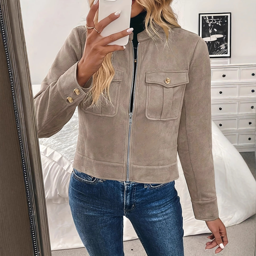 Damen Modische Kurzjacke aus Wildleder