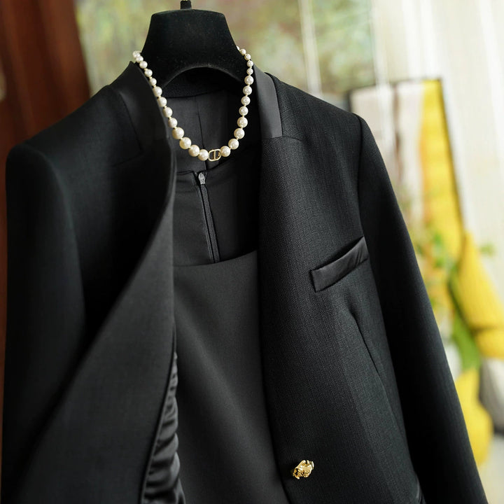 Damen Klassischer Blazer mit glänzendem Knopf Drune