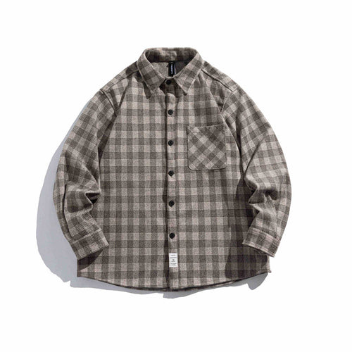 Herren Karierte Hemdjacke aus Wollmischung mit Overshirt-Schnitt und aufgesetzter Brusttasche Drune