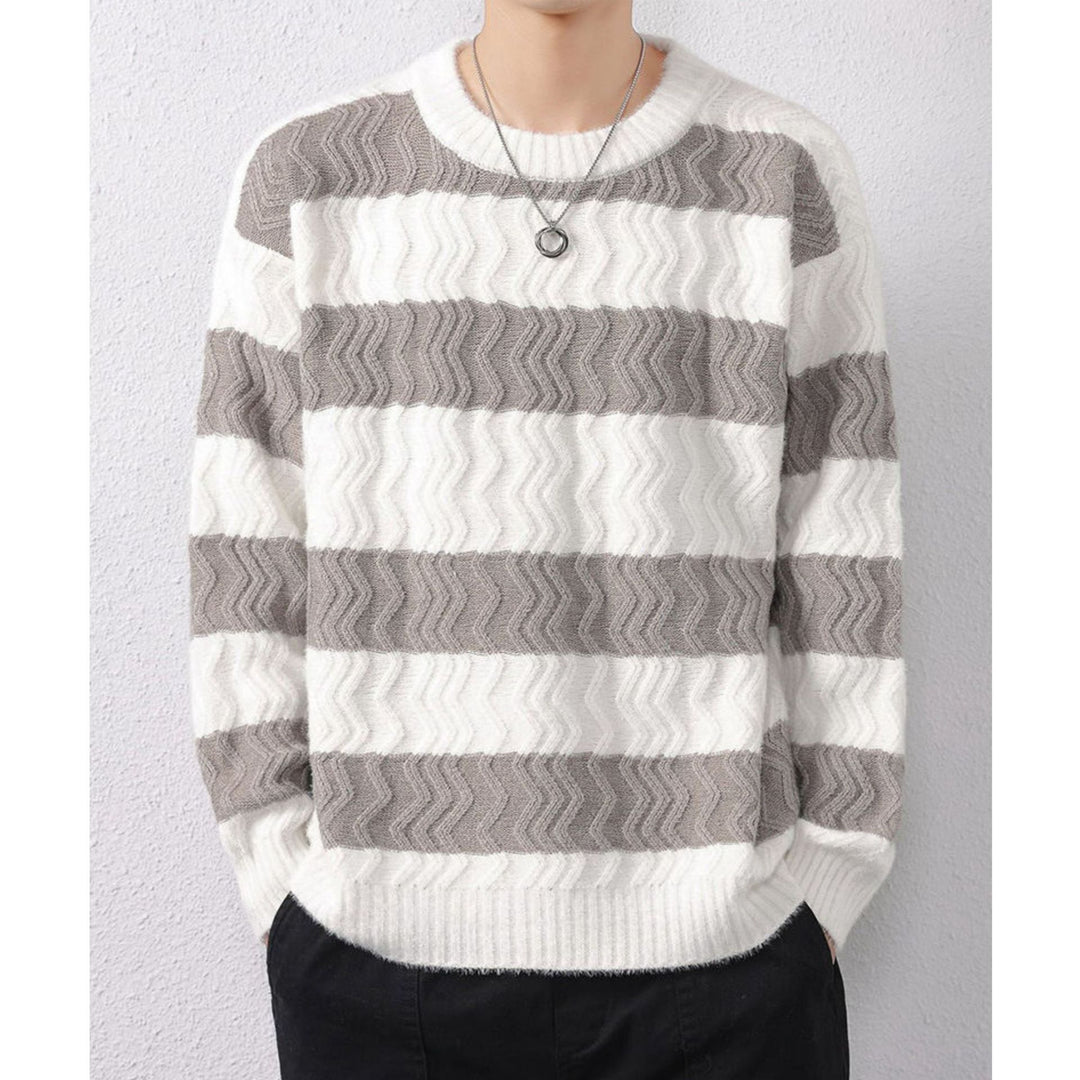 Herren Grobstrickpullover mit Wellenmuster Drune