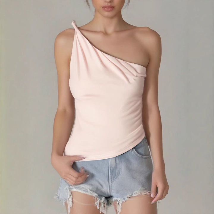 Damen asymmetrisches Top mit elegantem Ein-Schulter-Schnitt und figurformendem Design Drune