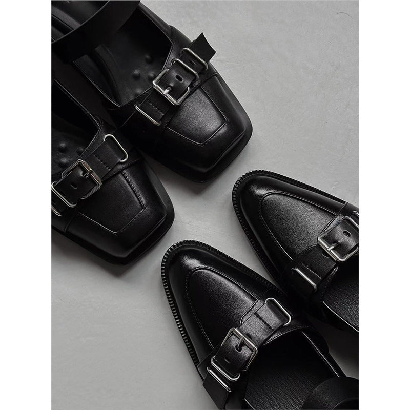 Damen Schnallen‑Monkstrap Slipper mit niedrigem Blockabsatz Drune