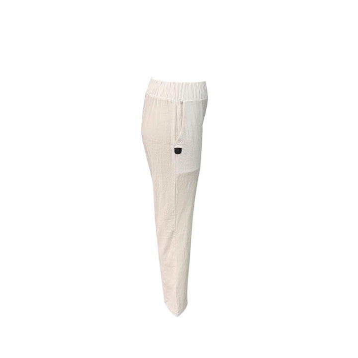 Damen Leichte und luftige Leinenhose mit elastischem Hüftbund und Seitentaschen Drune