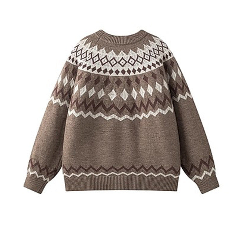 Damen Grobstrickpullover mit geometrischem Muster Drune
