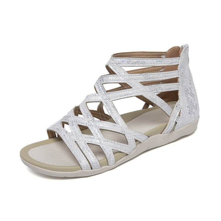 Damen Römersandalen mit Zipper, geflochtenem Cut-Out-Obermaterial und gepolsterter Komfortsohle Drune
