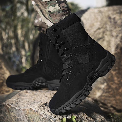 Herren Hochschnitt‑Einsatzstiefel aus Velours- und Cordura‑Mix mit profiliertem Multiterrain‑Grip Drune