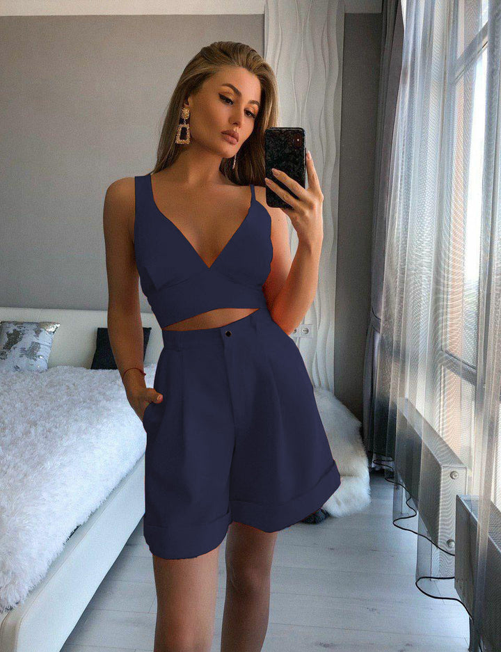 Damen Zweiteiliges Ensemble mit Crop-Top und Shorts Drune