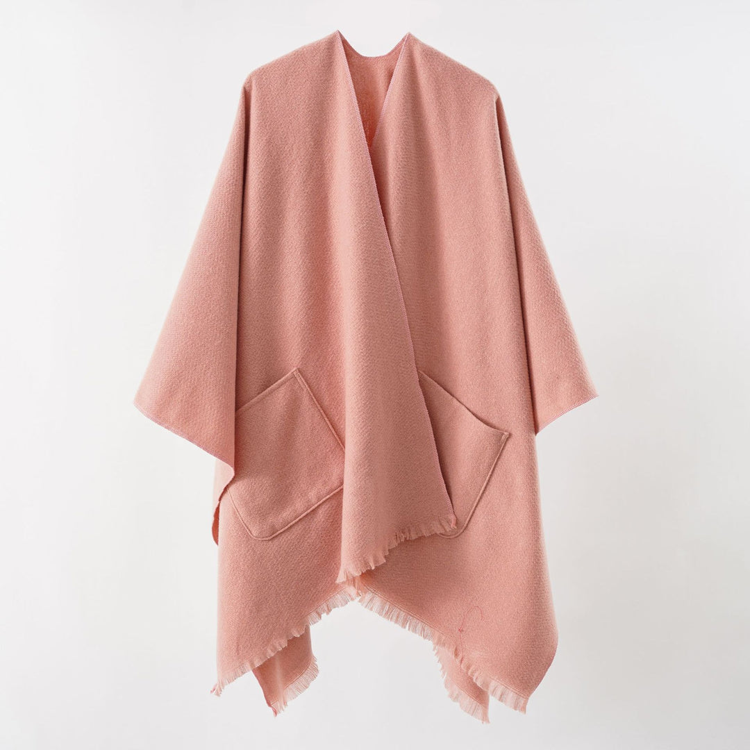 Damen Oversize-Capeponcho aus Wollmix mit Kapuze und Eingrifftaschen Drune