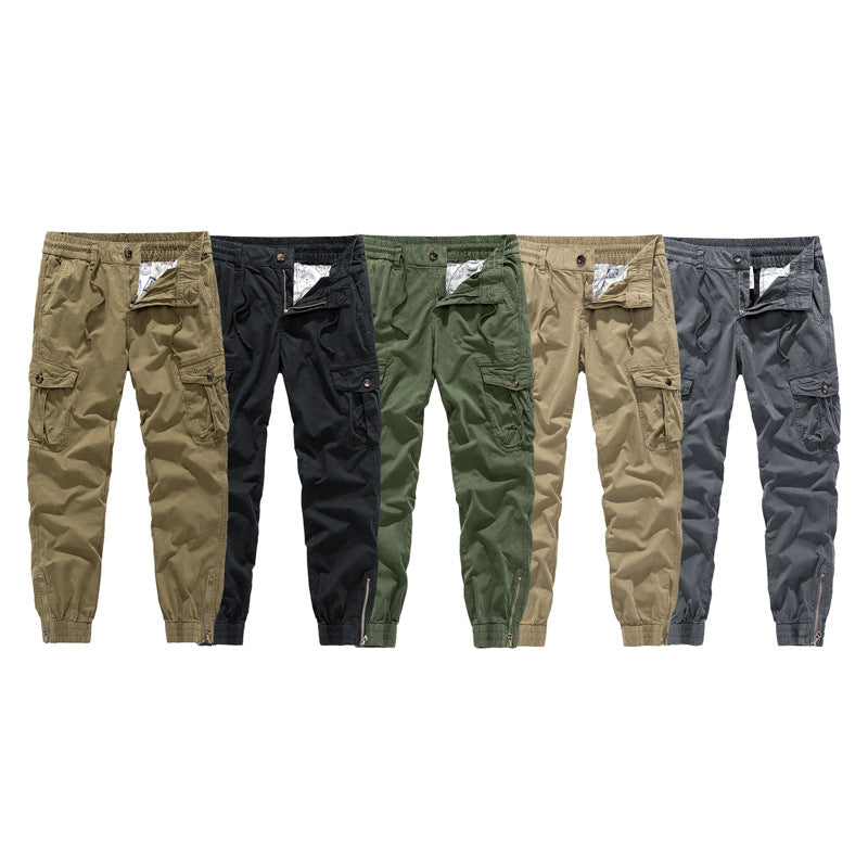 Herren Tapered-Cargo-Jogger aus Baumwoll-Twill mit elastischem Tunnelzugbund, Klapp-Utility‑Taschen und Knöchelreißverschlüssen Drune