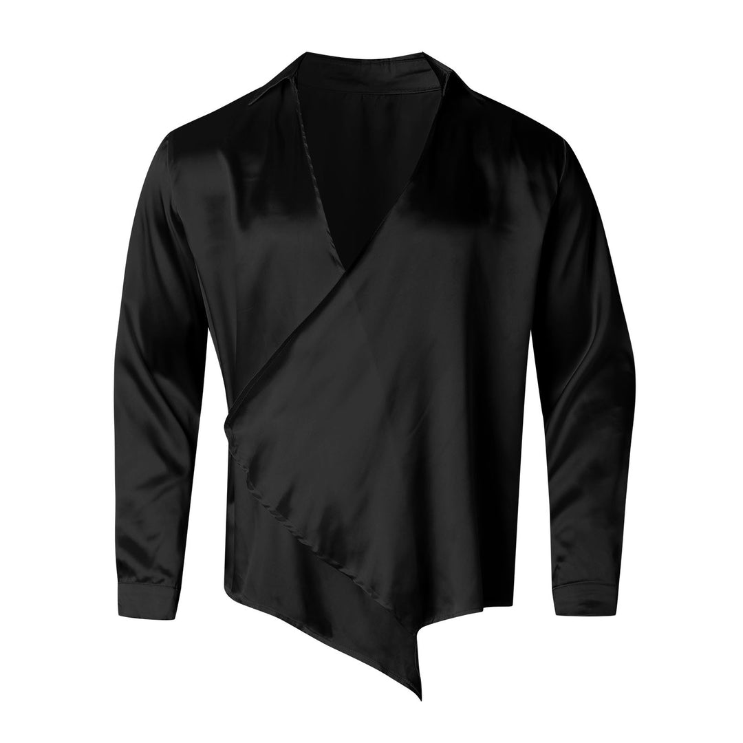 Damen nan asymmetrische Satin-Wickelbluse mit tiefem V-Ausschnitt Drune