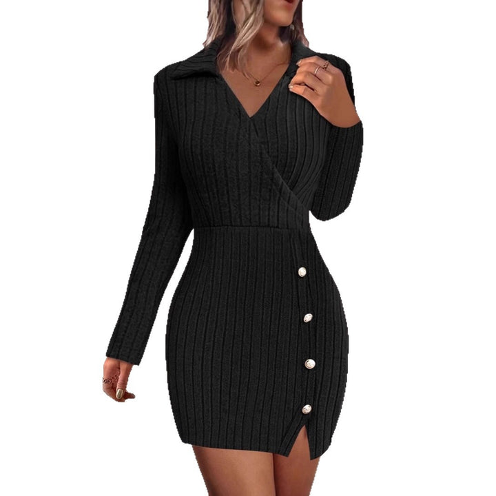 Damen Wickelkleid mit strukturiertem Design und eleganten Knopfdetails Drune