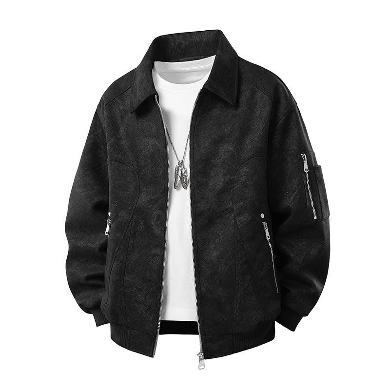 Herren Modische Retro-Lederjacke Drune