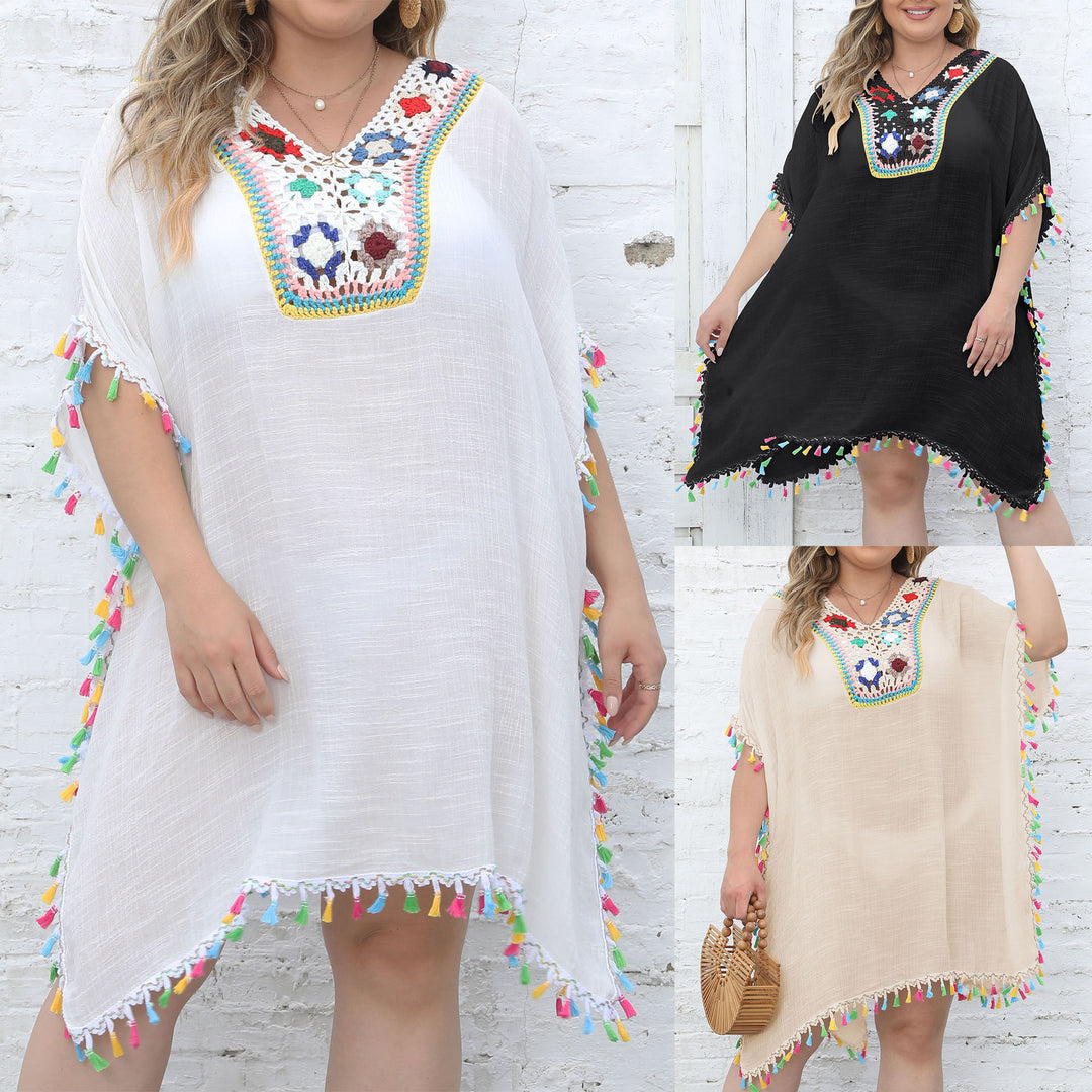 Damen Strandtunika mit fransigen Details Drune
