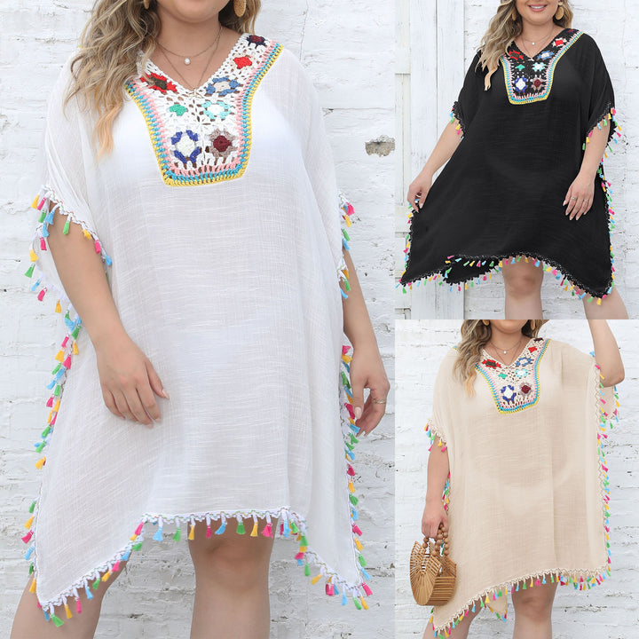 Damen Strandtunika mit fransigen Details Drune