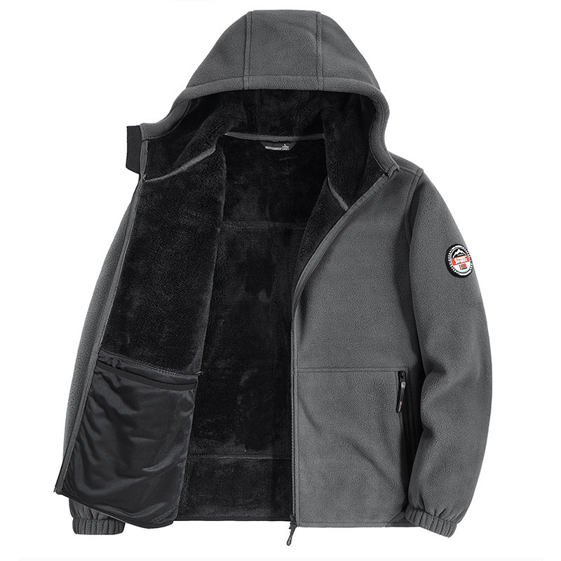 Herren Fleecejacke mit Kapuze und Teddy-Innenfutter Drune