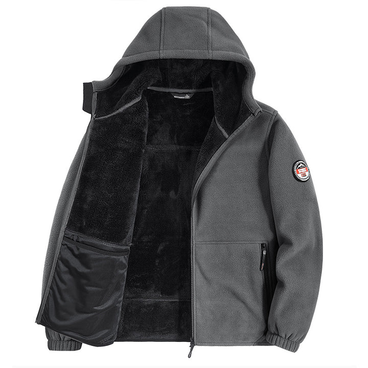 Herren Fleecejacke mit Kapuze und Teddy-Innenfutter Drune
