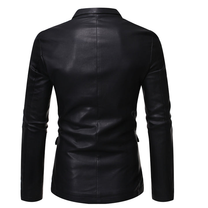Herren Lederblazer im figurnahen Schnitt mit Umlegekragen und Pattentaschen Drune