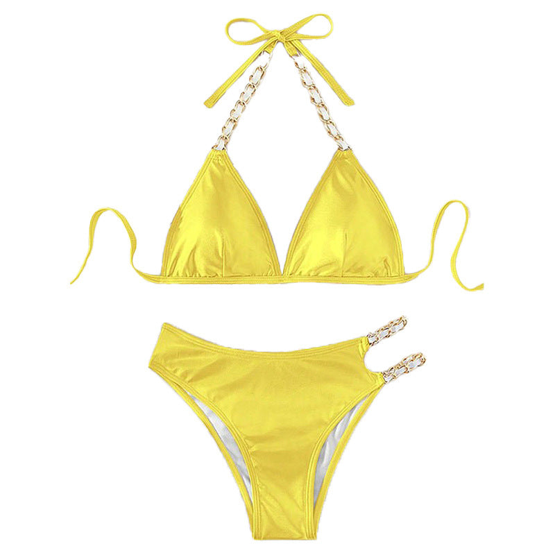 Damen Triangel-Bikini mit eleganten Kettenakzenten und farbwechselndem Effekt Drune