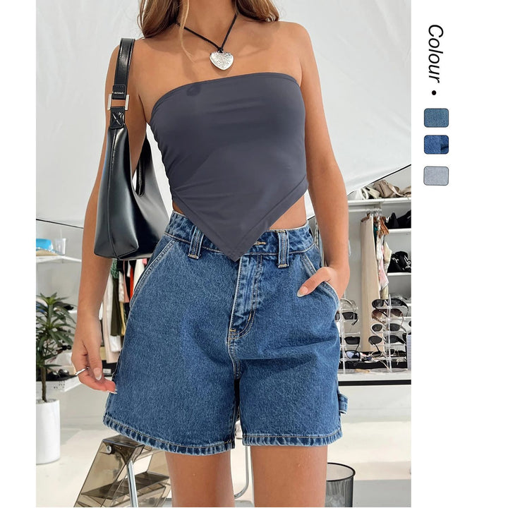 Damen High-Waisted Denim Shorts mit lässigem Schnitt Drune