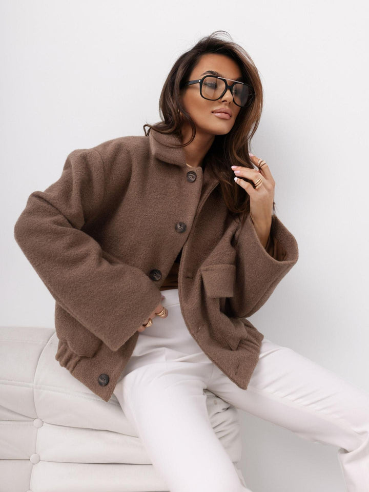 Damen Kuschelige Overshirtjacke im lässigen Stil mit praktischen Taschen und Knopfverschluss Drune