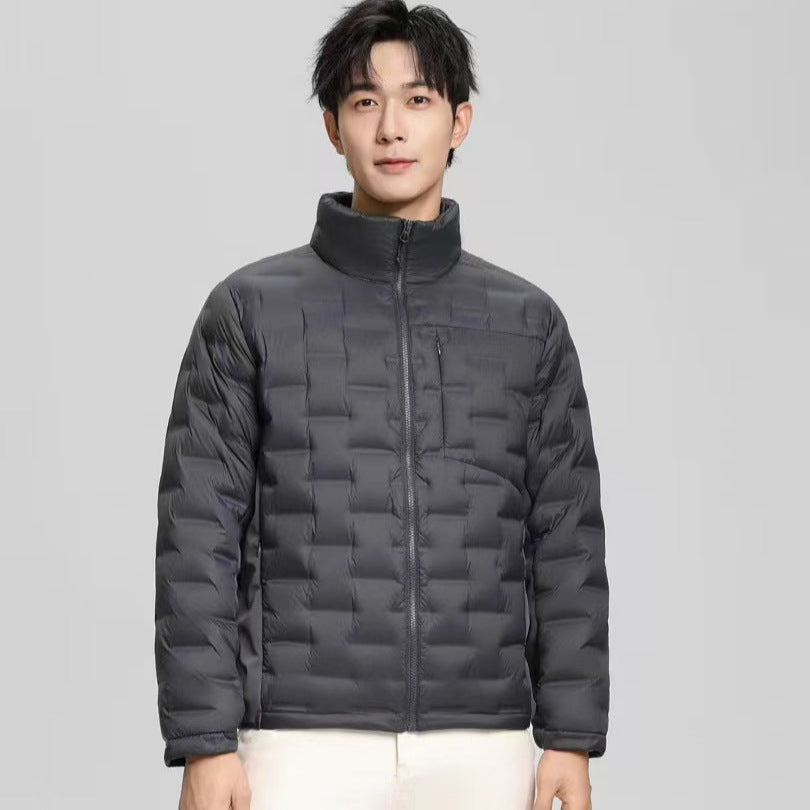 Herren leichte gesteppte Thermo-Daunenjacke mit Stehkragen und Brusttasche Drune