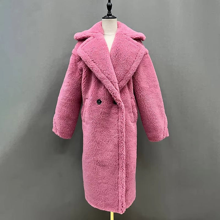 Damen Fleece-Mantel mit doppelter Knopfleiste und trendigem Schnitt Drune