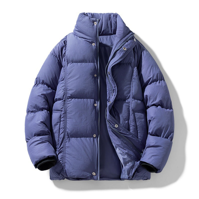 Herren gesteppte Thermoisolierte Winterjacke mit hohem Stehkragen und verdeckter Druckknopfleiste Drune