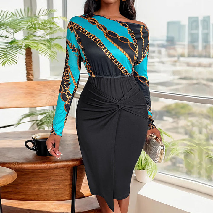 Damen Elegantes Knielanges Kleid mit Drapierungsdetails Drune