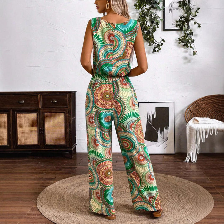 Damen kombiniertes Set mit weitem Bein und dekorativem Muster Drune