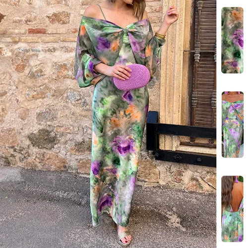 Damen Elegantes Maxikleid mit verspieltem Schnitt und Transparente Ärmel Drune