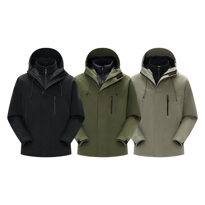 Herren Technische Regen- und Softshell-Jacke mit verstellbarer Kapuze und Brustreißverschluss Drune