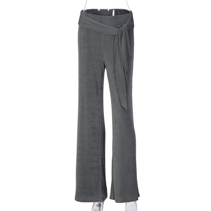 Damen Fließende Palazzohose mit stylischem Wickelband Drune