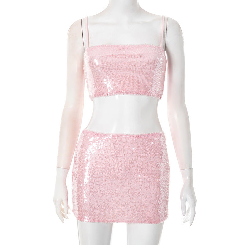 Damen Glitzerndes Zwei-teiligen Abendkleid-Set Drune