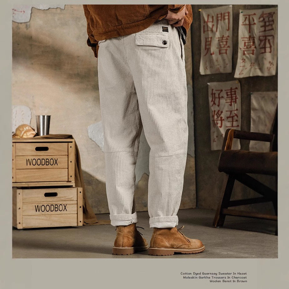 Herren Bequeme Kordhose Drune