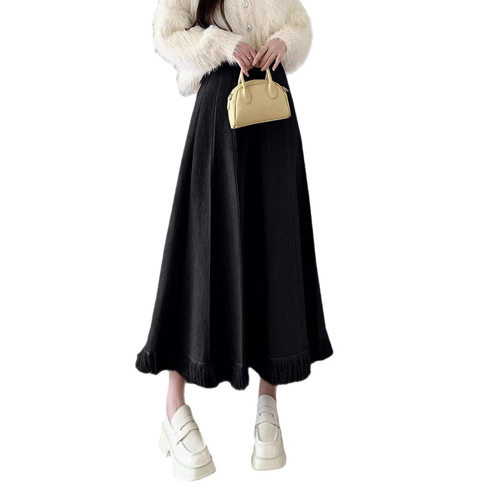Damen Eleganter Maxirock mit Fransen Drune
